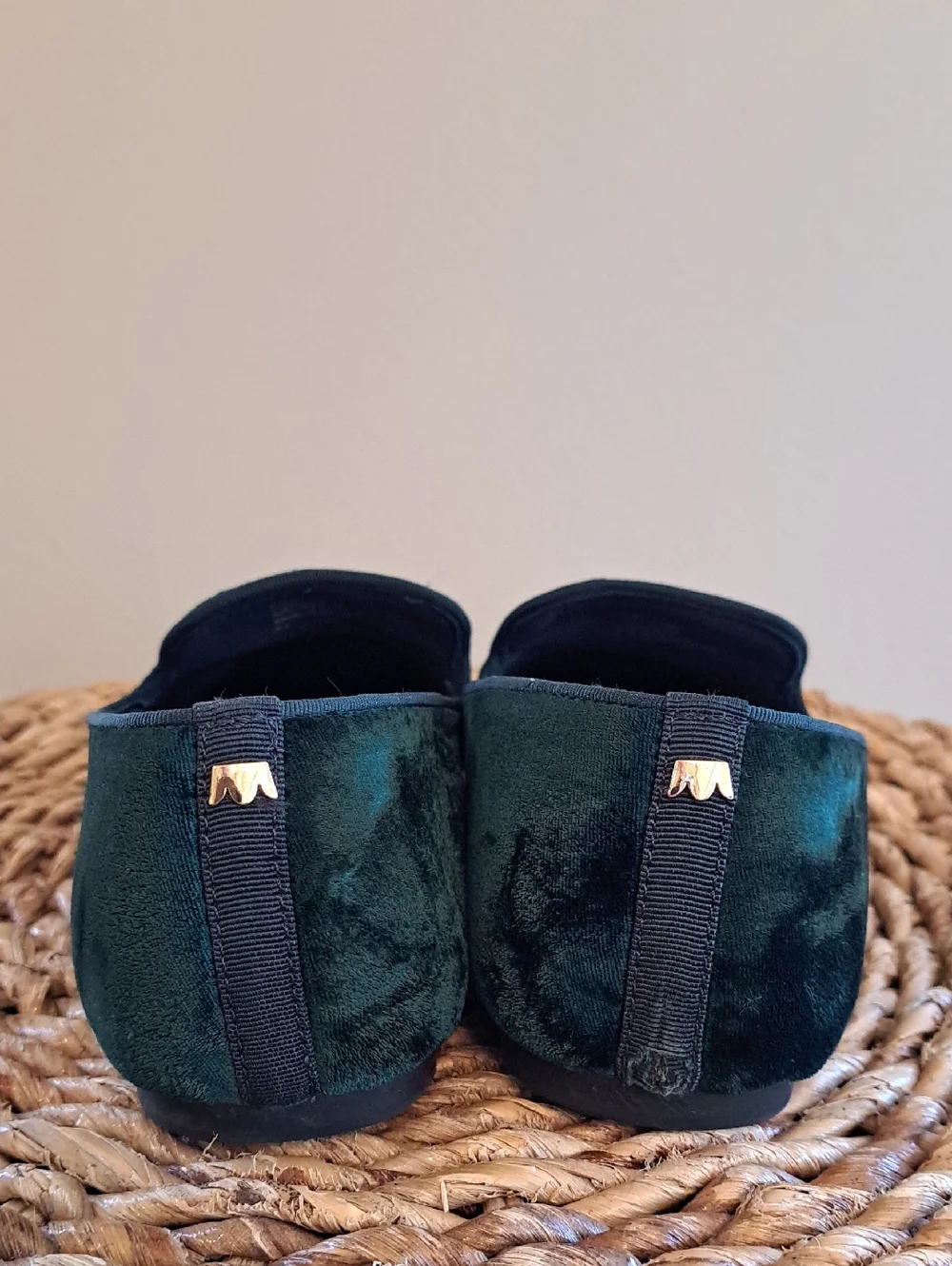 Birdies Womens Starling Green Velvet Preppy/Festive/Holiday Smoking Loafers 6.5